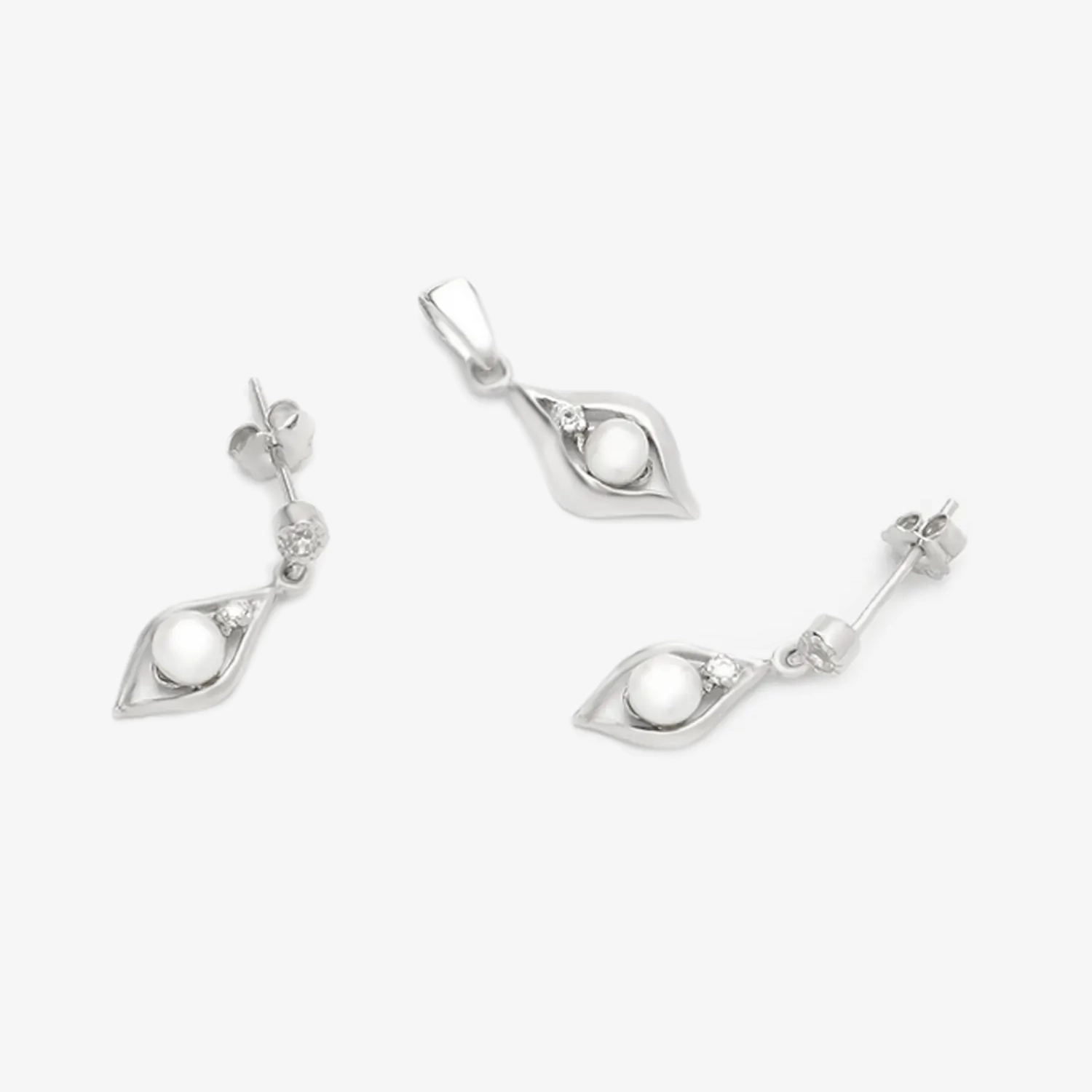 Klasyczny komplet srebrny Perła Na Liściu 15B Klasyczny komplet srebrny Perła Na Liściu 15B