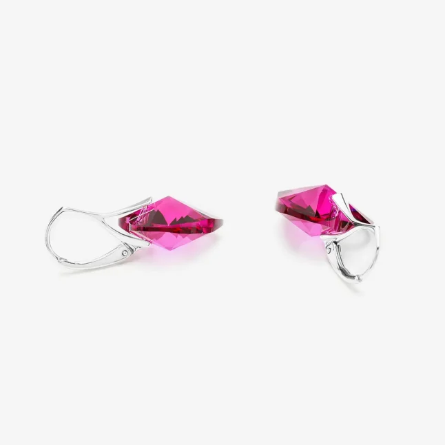 Kolczyki wiszące z kryształami Heart Nowe Serce Fuchsia SW20E