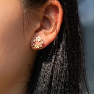 Kolczyki ze srebra pozłacanego AmetiFlora KOL36C