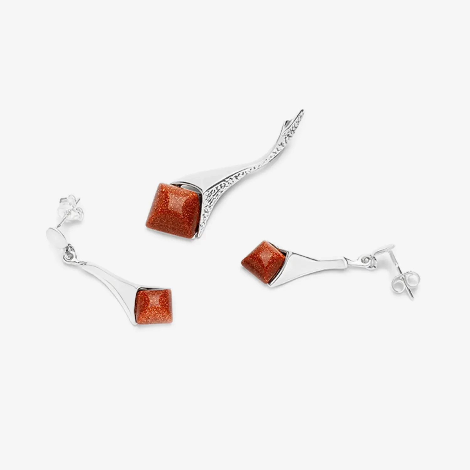 Komplet srebrny z kamieniem szczęścia Piasek Pustyni KM5A Komplet srebrny z kamieniem szczęścia Piasek Pustyni KM5A