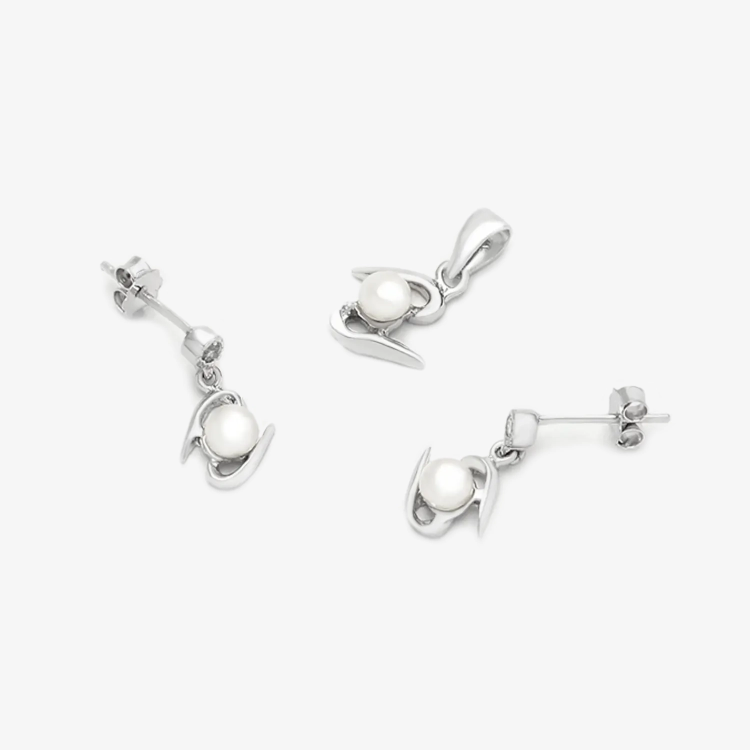 Komplet srebrny z perełką Zygzak Morski KM6 A Komplet srebrny z perełką Zygzak Morski KM6 A