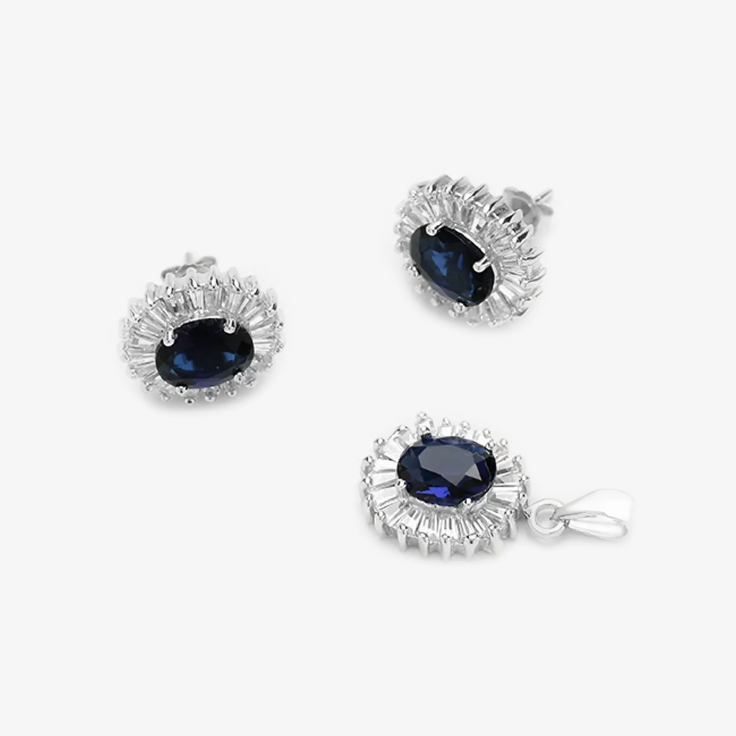 Komplet z granatową cyrkonią Nocne Niebo KM14 B