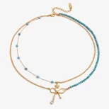 Naszyjnik kaskadowy ze stali szlachetnej na lato Turquoise Ribbon LANs7B