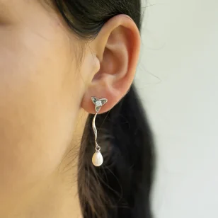 Nowoczesny komplet srebrny Perłowy Czar KM13E