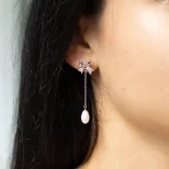 Perłowy Urok srebrne 925 kolczyki wiszące z perłą KOL15C