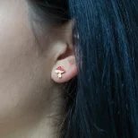 Pozłacane wkrętki srebrne 925 Grzybczki KOL2G