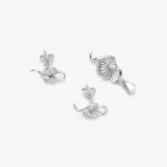 Srebrny komplet biżuterii z białą cyrkonią Naturalny Wdzięk KM7B