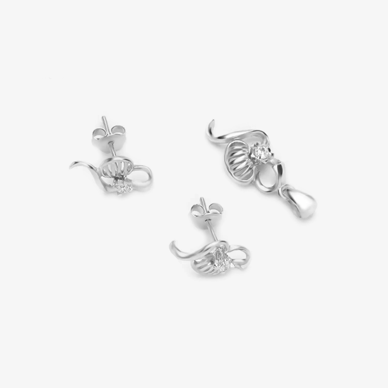 Srebrny komplet biżuterii z białą cyrkonią Naturalny Wdzięk KM7B Srebrny komplet biżuterii z białą cyrkonią Naturalny Wdzięk KM7B