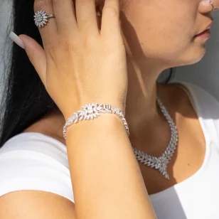 Srebrny komplet do ślubu FloraLuxe KM24 B