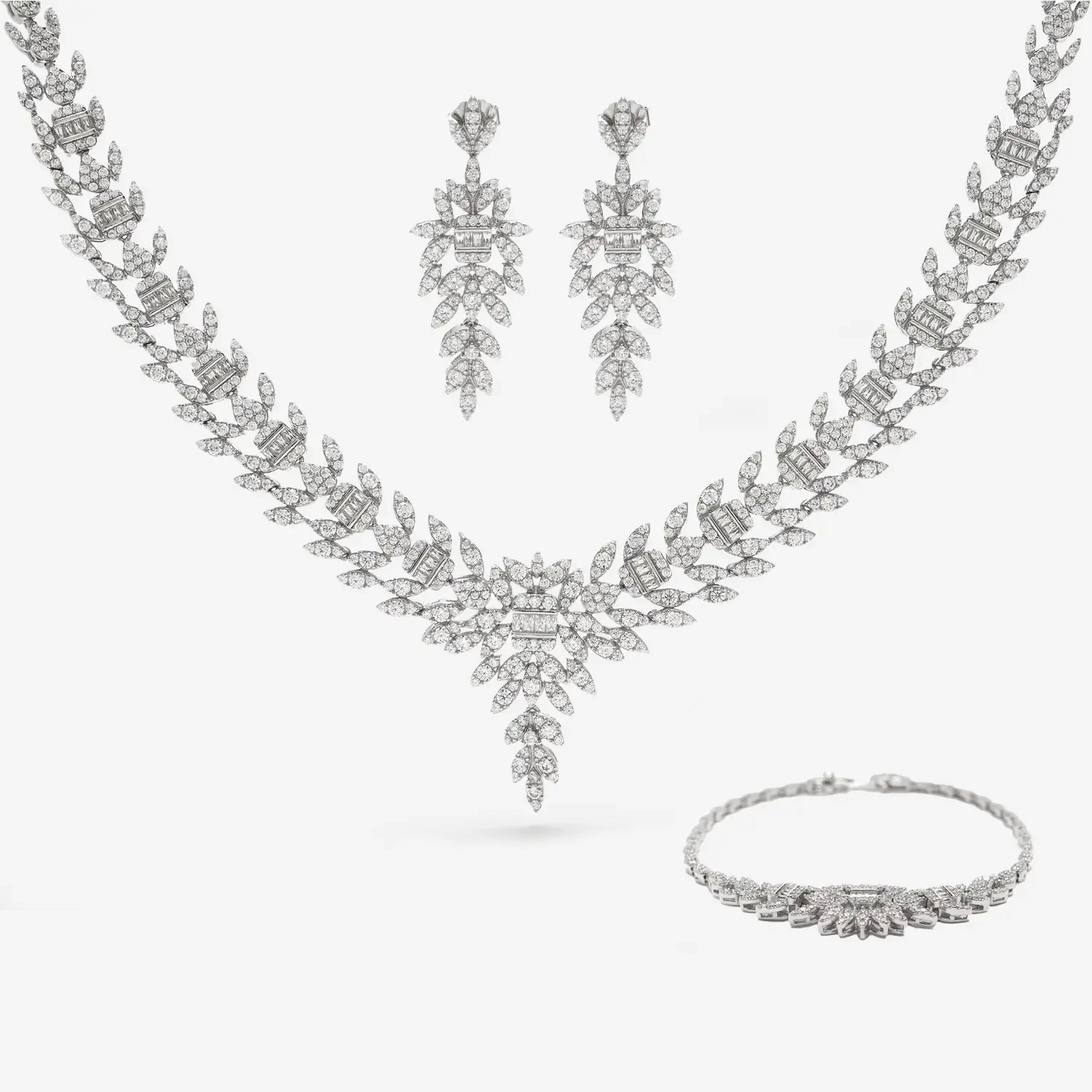 Srebrny komplet do ślubu FloraLuxe KM24A