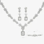 Srebrny komplet do ślubu LoveLeaf KM18A