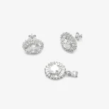 Srebrny komplet z cyrkoniami Wiosna w Mieście KM2B