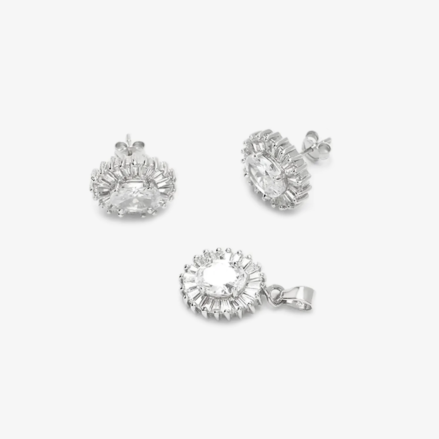 Srebrny komplet z cyrkoniami Wiosna w Mieście KM2B