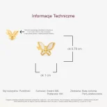 Urocze motylki wkrętki pozłacane srebrne 999 MotyLinki KOL9F